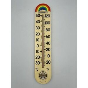 Vtg. Springfield Hard Plastic Thermometer Made In USA Retro Rainbow Colors 15"
